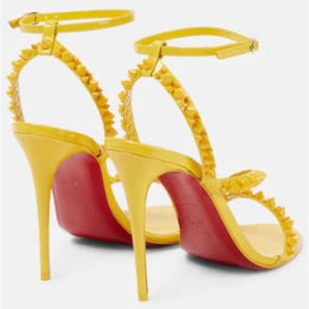 ‼️SOLD‼️ Christian Louboutin So Me 100 Yellow Patent Ankle Strap Sandal Heel